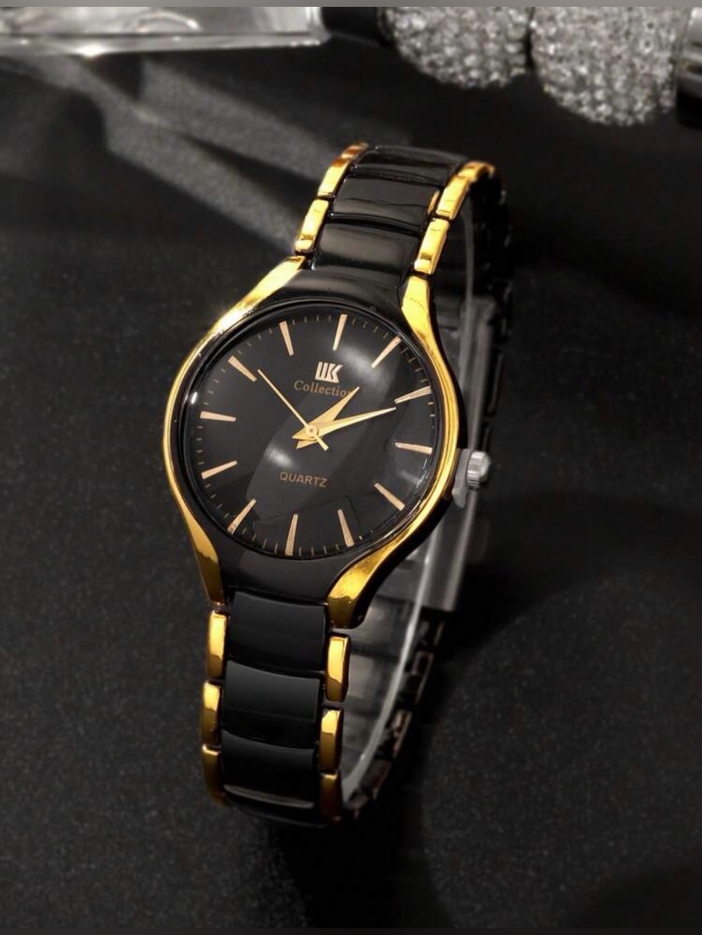 LK Collection Black & Gold Tone Quartz Watch